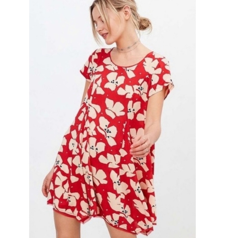 ANTHROPOLOGIE SILENCE + NOISE RED FLORAL DRESS